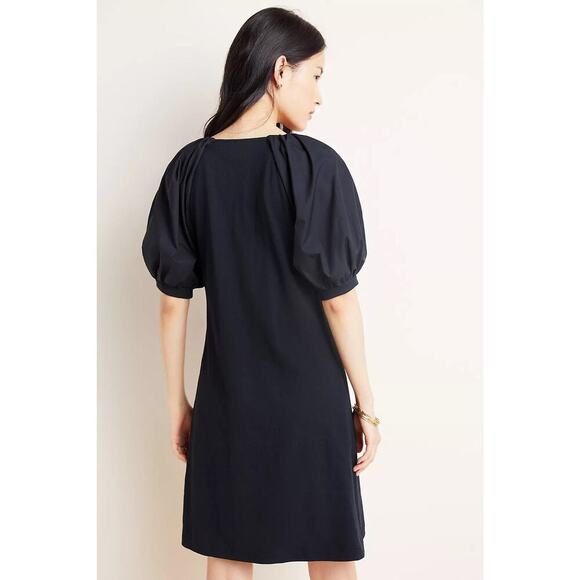 Anthropologie Maeve Women’s Annika Knit Dress Puff Sleeve V-Neck Black Sz S - Picture 8 of 8